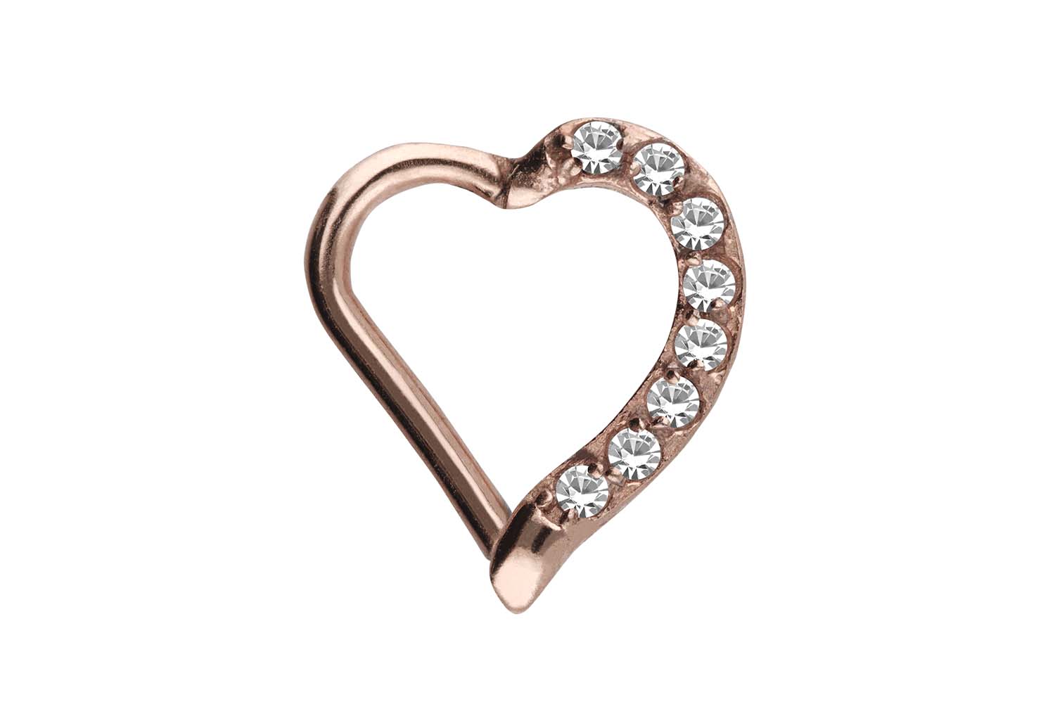 Chirurgenstahl Clicker HERZ + EINGEFASSTE KRISTALLE von Piercingline